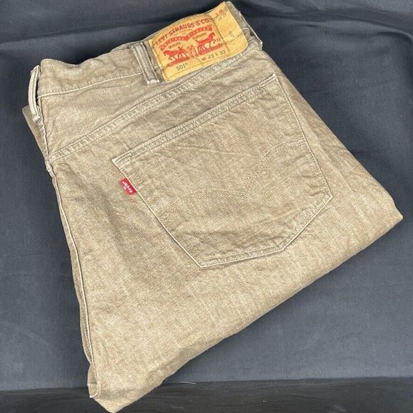 Levis 501 Red Tab Straight Leg Button Fly White Oak Cone Denim Jean Pants 40x30 - Picture 1 of 7